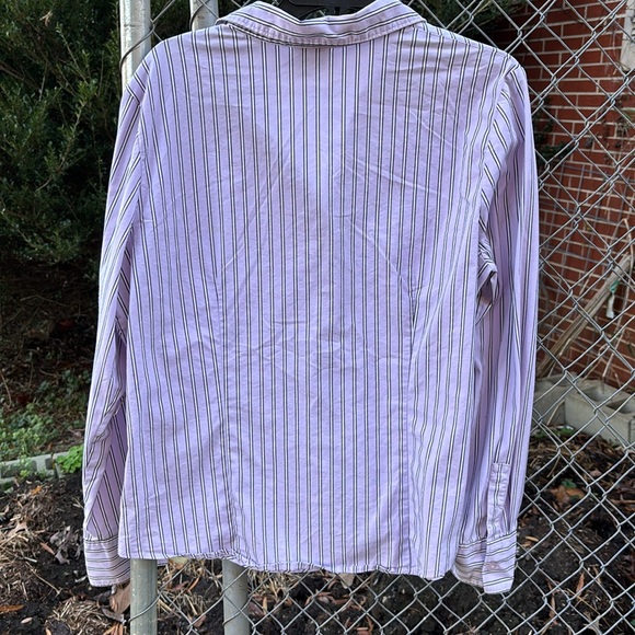 George Stretch Button Up Blouse Diagonal Purple Black White Stripes XL (16/18) - Picture 16 of 16